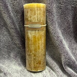 New, Yellow Accent Candle Pineapple & Mango with Metallic Band